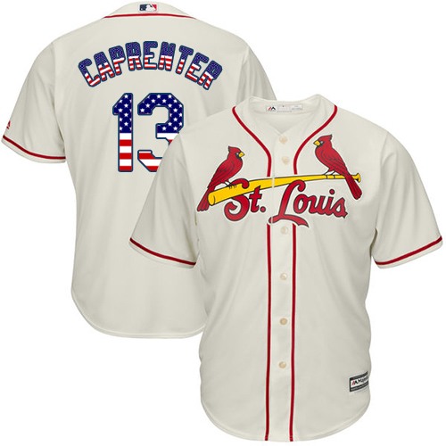 Men's St. Louis Cardinals #13 Matt Carpenter Authentic Cream USA Flag  Fashion Baseball Jersey