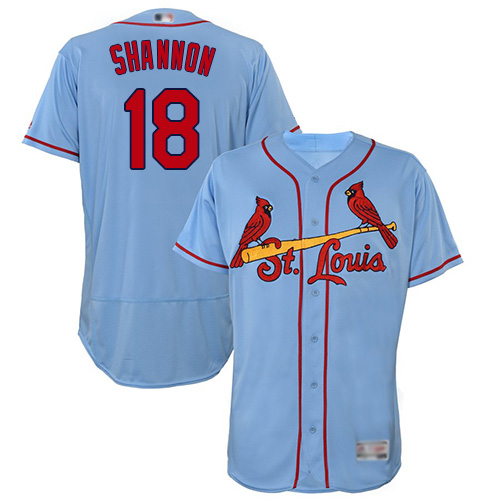 Authentic Men's Mike Shannon Light Blue Alternate Jersey - #18 Baseball St. Louis Cardinals Flex Base