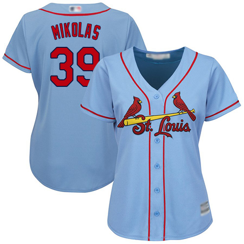 Authentic Women's Miles Mikolas Light Blue Alternate Jersey - #39 Baseball St. Louis Cardinals Cool Base