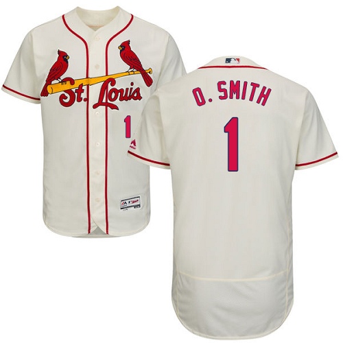 Authentic Men's Ozzie Smith Cream Alternate Jersey - #1 Baseball St. Louis Cardinals Flex Base