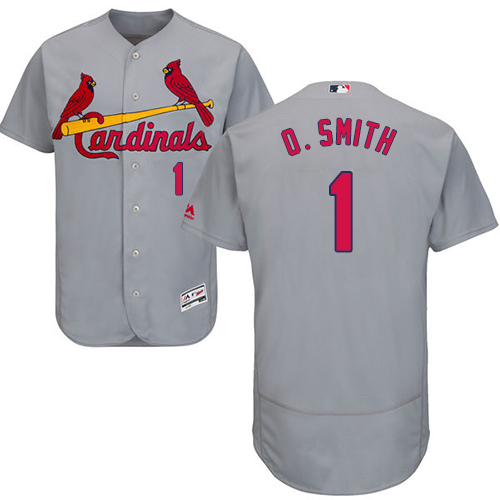 Authentic Men's Ozzie Smith Grey Road Jersey - #1 Baseball St. Louis Cardinals Flex Base