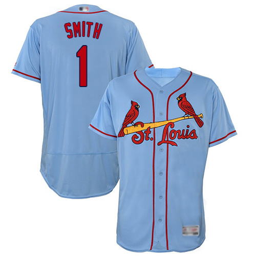 Authentic Men's Ozzie Smith Light Blue Alternate Jersey - #1 Baseball St. Louis Cardinals Flex Base