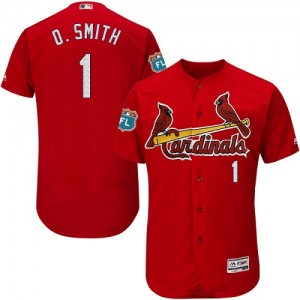 Authentic Men's Ozzie Smith Red Alternate Jersey - #1 Baseball St. Louis Cardinals Flex Base