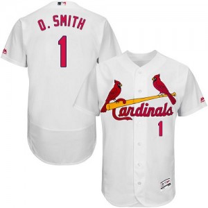 Authentic Men's Ozzie Smith White Home Jersey - #1 Baseball St. Louis Cardinals Flex Base