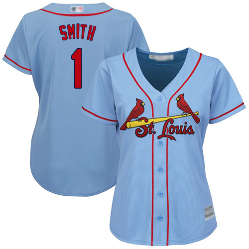 Authentic Women's Ozzie Smith Light Blue Alternate Jersey - #1 Baseball St. Louis Cardinals Cool Base