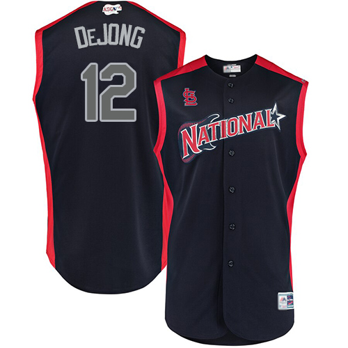 Authentic Men's Paul DeJong Navy Blue Jersey - #12 Baseball St. Louis Cardinals National League 2019 All-Star