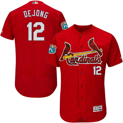 Authentic Men's Paul DeJong Red Alternate Jersey - #12 Baseball St. Louis Cardinals Flex Base