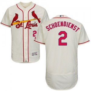 Authentic Men's Red Schoendienst Cream Alternate Jersey - #2 Baseball St. Louis Cardinals Flex Base