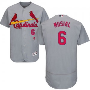 Authentic Men's Stan Musial Grey Road Jersey - #6 Baseball St. Louis Cardinals Flex Base