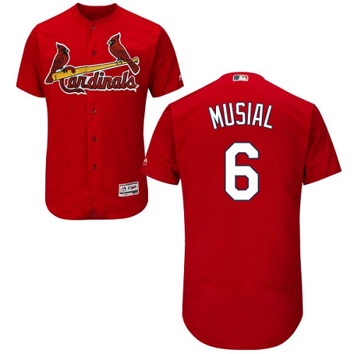 Authentic Men's Stan Musial Red Alternate Jersey - #6 Baseball St. Louis Cardinals Flex Base