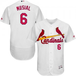 Authentic Men's Stan Musial White Home Jersey - #6 Baseball St. Louis Cardinals Flex Base