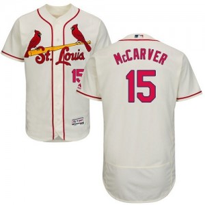 Authentic Men's Tim McCarver Cream Alternate Jersey - #15 Baseball St. Louis Cardinals Flex Base