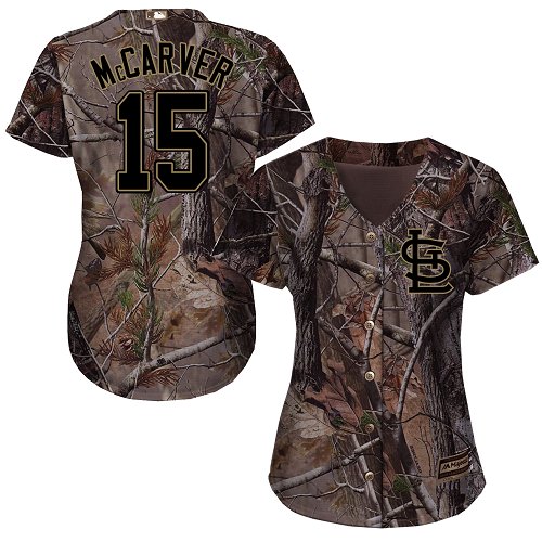 Authentic Women's Tim McCarver Camo Jersey - #15 Baseball St. Louis Cardinals Flex Base Realtree Collection