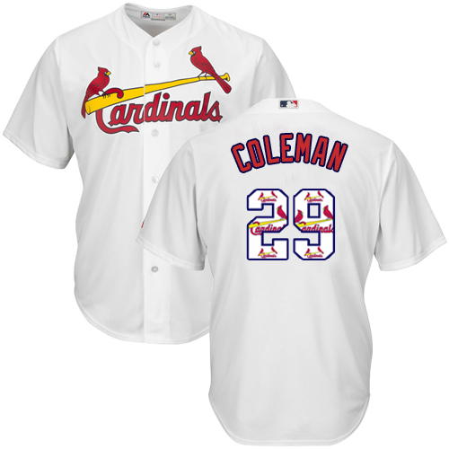 Men's St. Louis Cardinals #29 Vince Coleman Authentic White Team Logo Fashion Cool Base Baseball Jersey