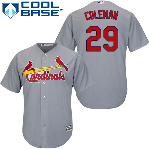 Men's St. Louis Cardinals #29 Vince Coleman Replica Grey Road Cool Base Baseball Jersey