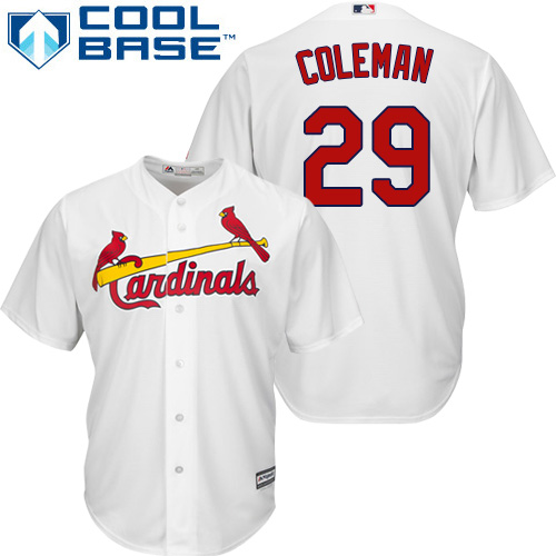 Men's St. Louis Cardinals #29 Vince Coleman Replica White Home Cool Base Baseball Jersey