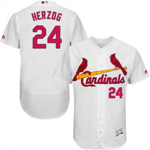 Authentic Men's Whitey Herzog White Home Jersey - #24 Baseball St. Louis Cardinals Flex Base