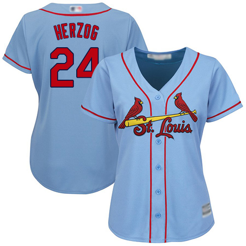 Authentic Women's Whitey Herzog Light Blue Alternate Jersey - #24 Baseball St. Louis Cardinals Cool Base