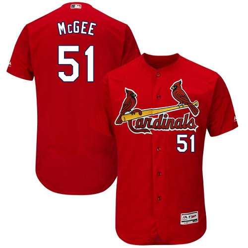 Authentic Men's Willie McGee Red Alternate Jersey - #51 Baseball St. Louis Cardinals Flex Base