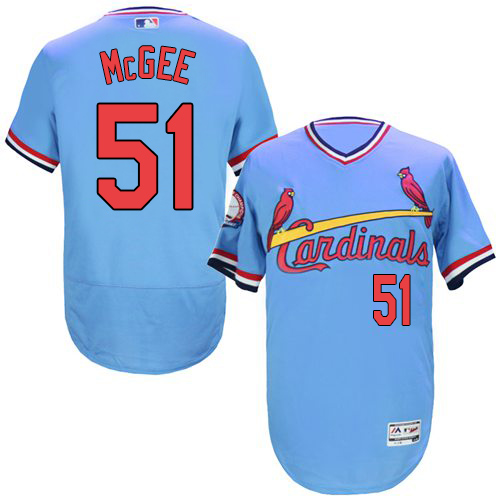 Men's St. Louis Cardinals #51 Willie McGee Light Blue Flexbase Authentic Collection Cooperstown Baseball Jersey