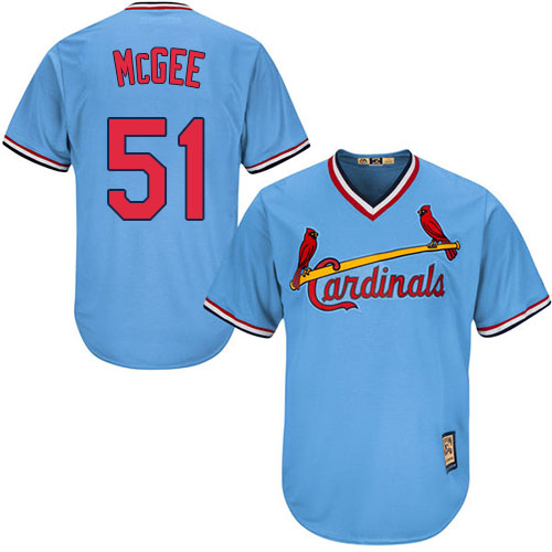 Men's St. Louis Cardinals #51 Willie McGee Replica Light Blue Cooperstown  Baseball Jersey
