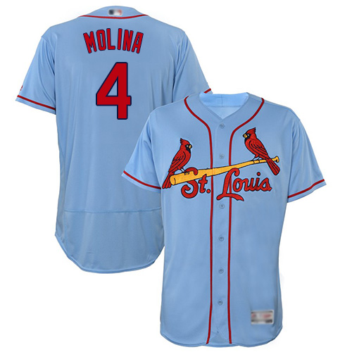 Authentic Men's Yadier Molina Light Blue Alternate Jersey - #4 Baseball St. Louis Cardinals Flex Base