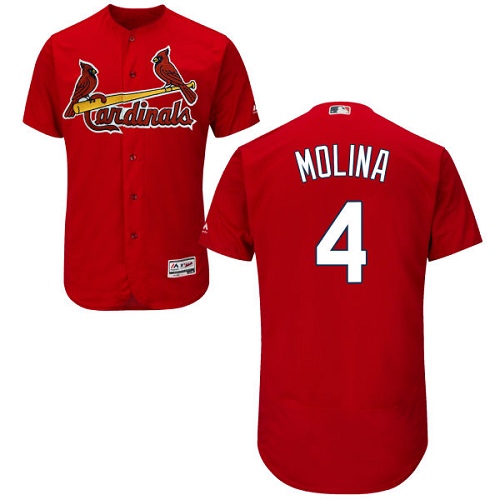 Authentic Men's Yadier Molina Red Alternate Jersey - #4 Baseball St. Louis Cardinals Flex Base