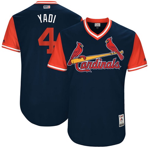 Men's St. Louis Cardinals #4 Yadier Molina Yadi Authentic Navy Blue 2017 Players  Weekend Baseball Jersey